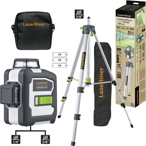 Laserliner CompactPlane-Laser 3G Set 150 Dreidimensionaler Laser inkl. Tasche, inkl. Stativ Reichweite (max.): 30m Laserliner CompactPlane-Laser 3G Set 150 Dreidimensionaler Laser inkl. Tasche, inkl. Stativ Reichweite (max.): 30m