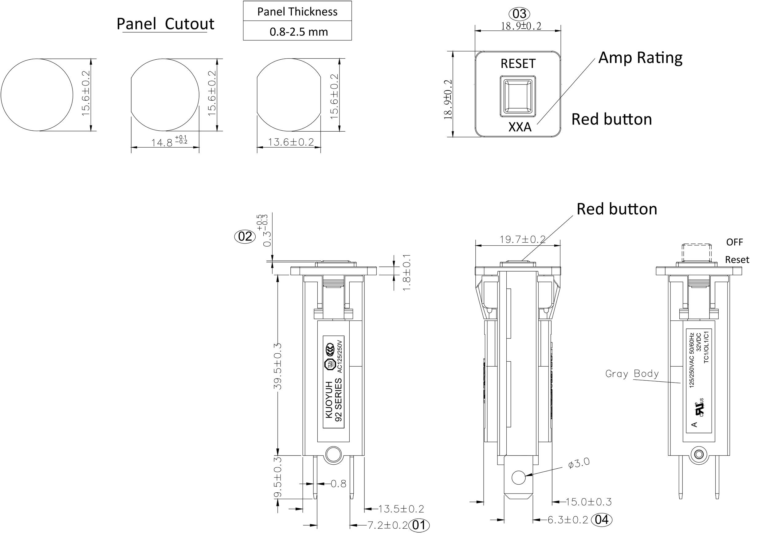 TRU COMPONENTS TC-13401612 Leistungsschalter thermisch 125 V/AC, 250 V/AC, 32 V/DC, 50 V/DC 10A 1St.