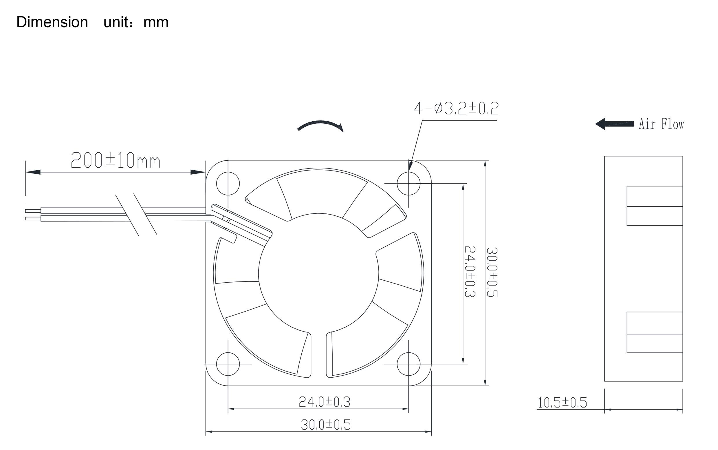 TRU COMPONENTS TC-MX3010-5V0.08A Axiallüfter 5 V/DC 3.6 m³/h (L x B x H) 30 x 30 x 10mm