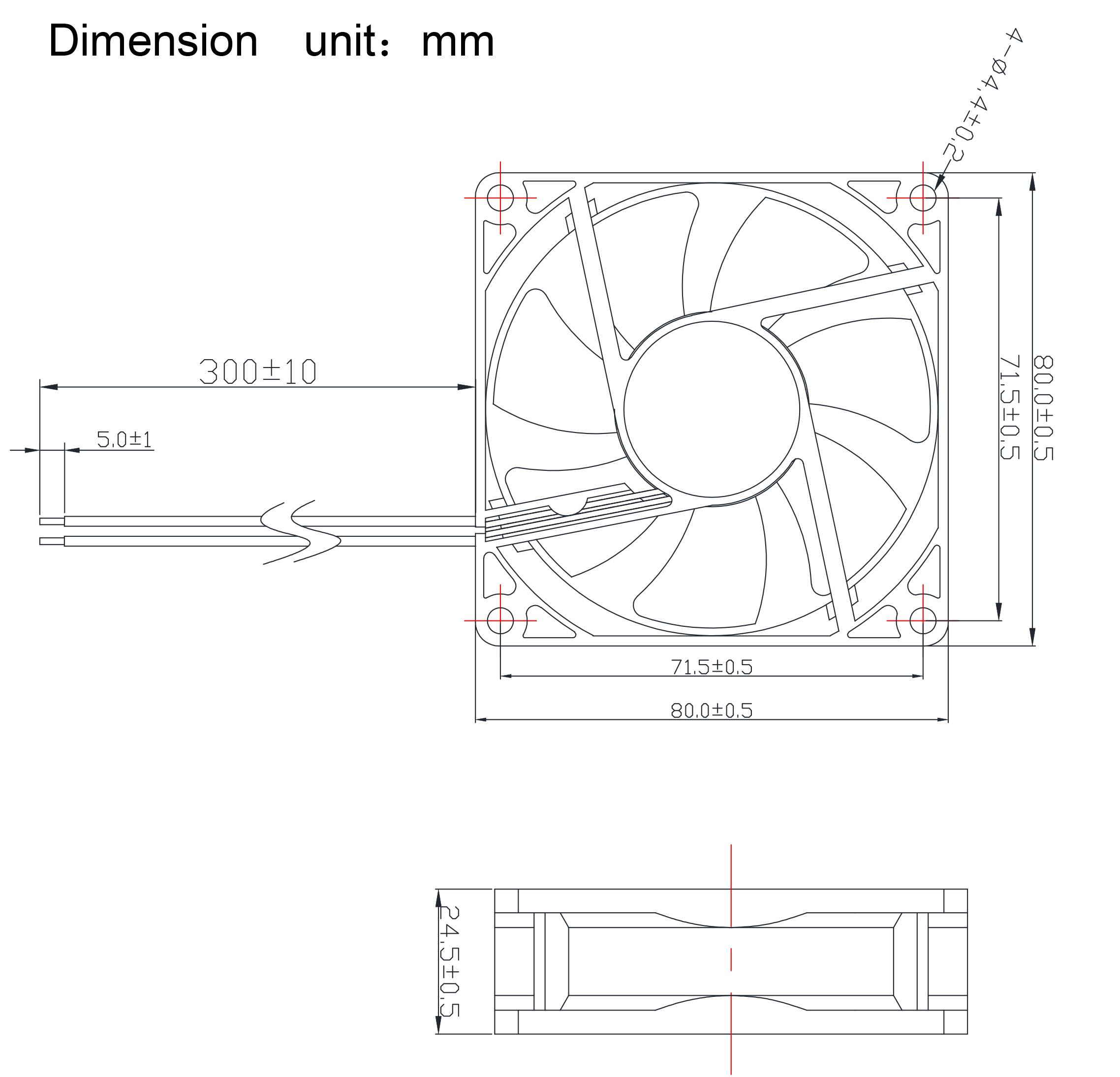 TRU COMPONENTS TC-MX8025-24V0.08A Axiallüfter 24 V/DC 67.8 m³/h (L x B x H) 80 x 80 x 25mm