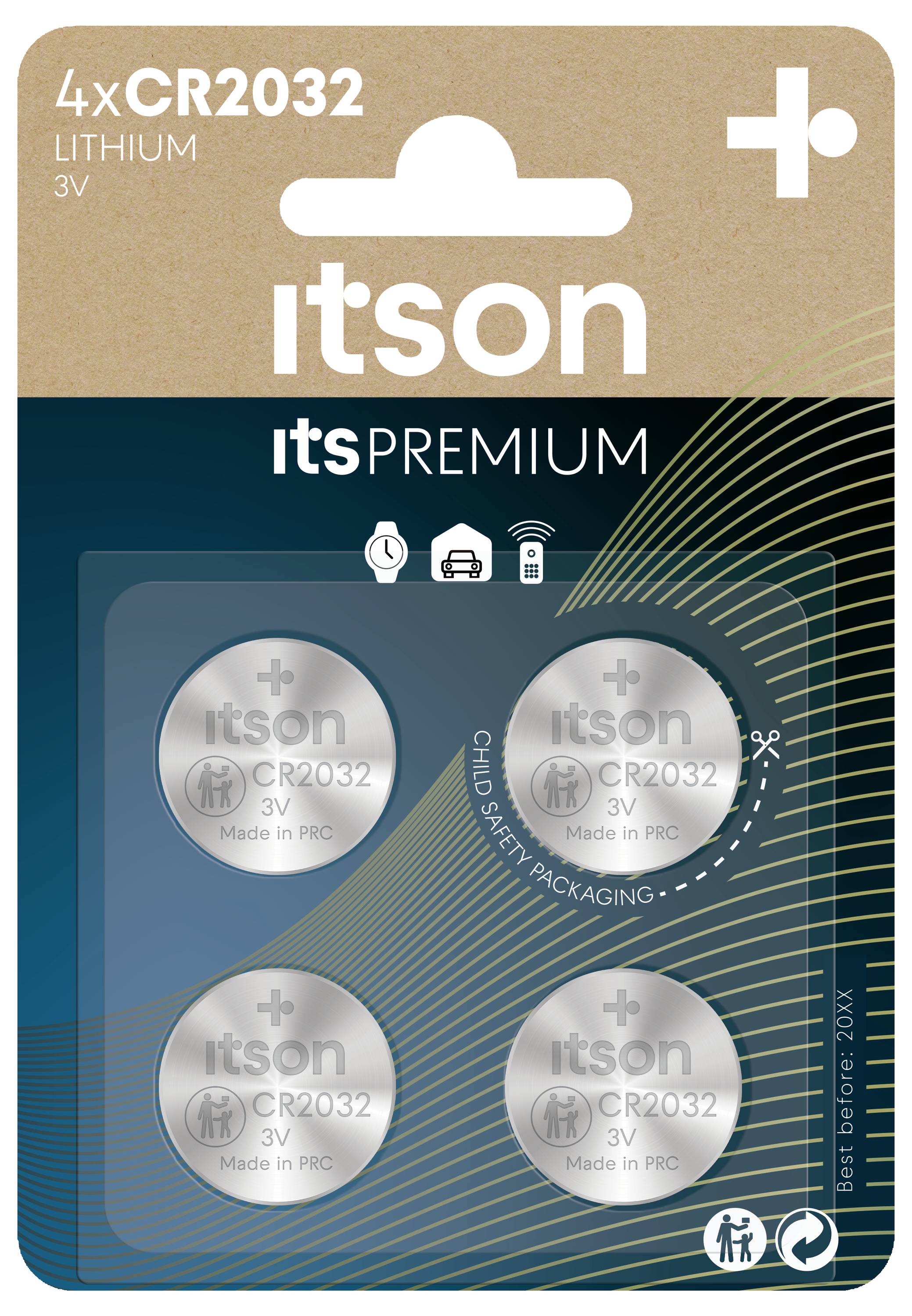 Itson Knopfzelle CR 2032 4 St. Lithium