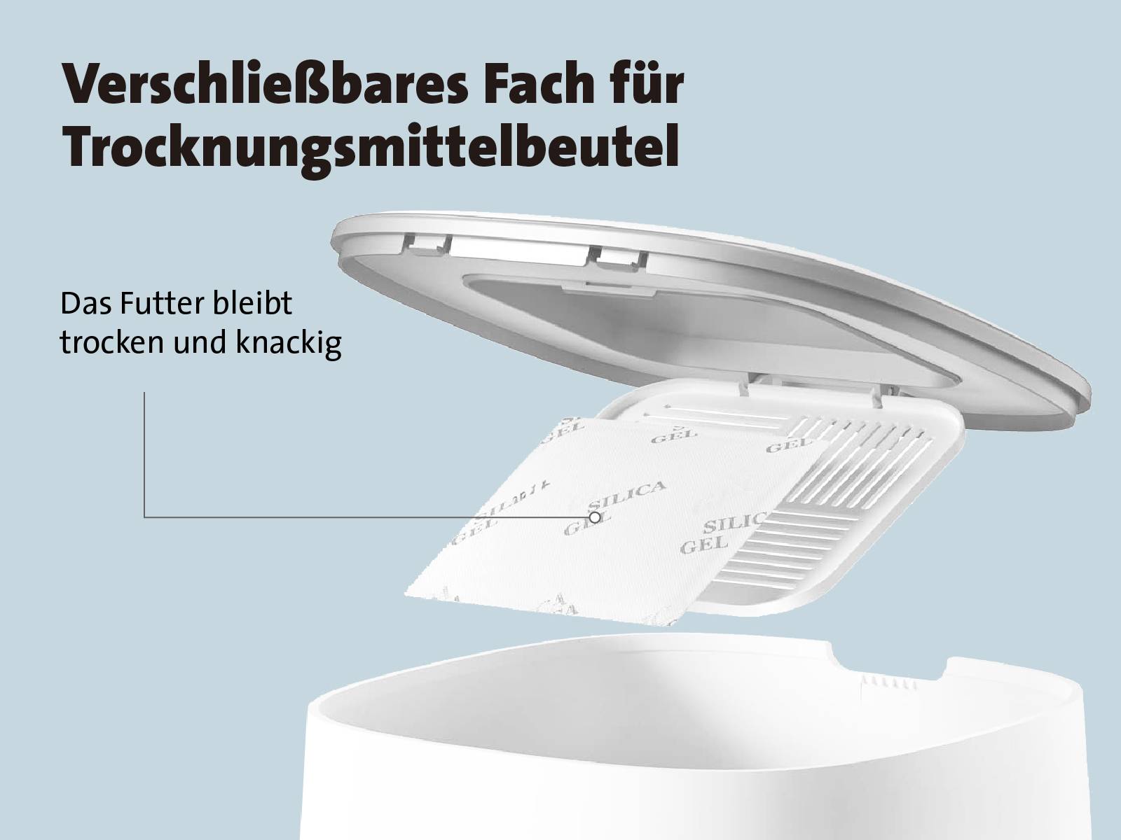 Molly & Cody Futterautomat LUCKY 4l Katze, Hund Weiß Individueller Fütterungsplan, Präzise Dosierung, 2 Schüsseln 1 St. MC100003