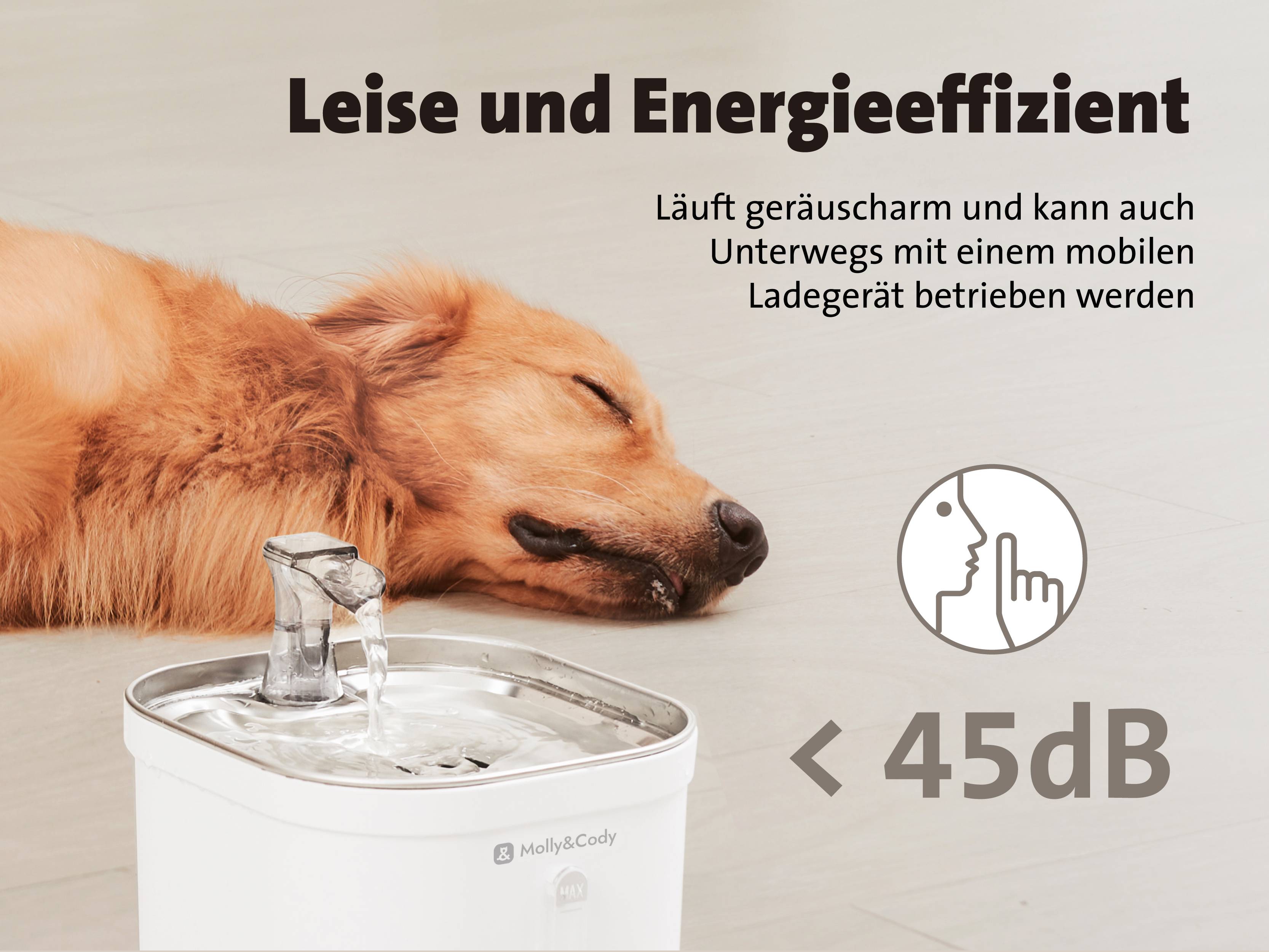 Molly & Cody Trinkbrunnen SPRING 2 l Katze, Hund Weiß Wasserstandsanzeige, 3fach-Filtersystem, Gerä