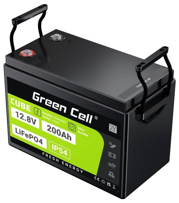 Green Cell CUBE LiFePO4 Spezial-Akku LiFePo-Block Schraubkontakt Li-Ion 12.8V 200Ah 1St.