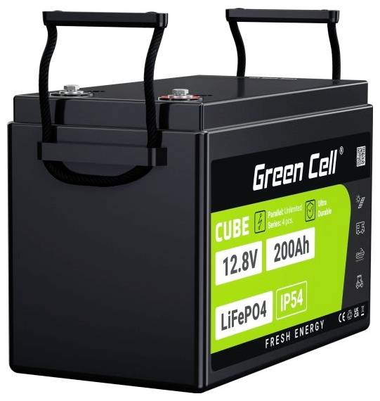 Green Cell CUBE LiFePO4 Spezial-Akku LiFePo-Block Schraubkontakt Li-Ion 12.8V 200Ah 1St.