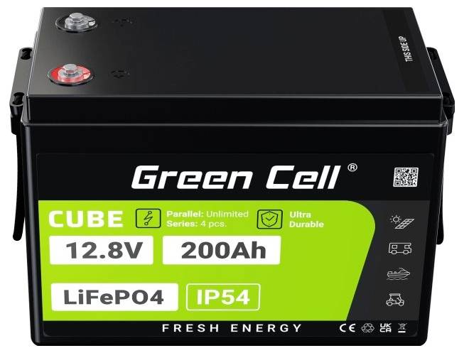 Green Cell CUBE LiFePO4 Spezial-Akku LiFePo-Block Schraubkontakt Li-Ion 12.8V 200Ah 1St.