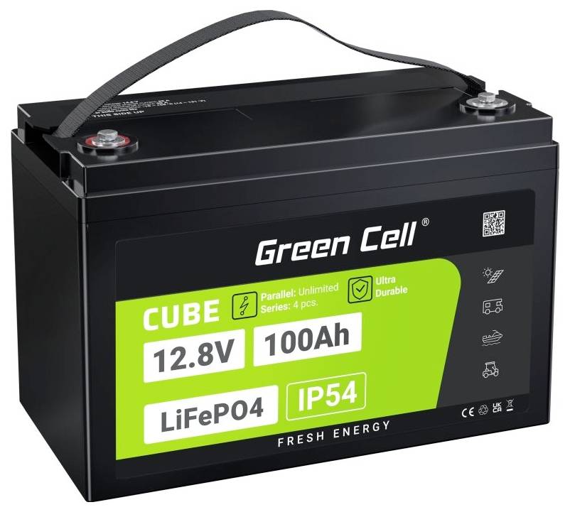 Green Cell CUBE LiFePO4 Spezial-Akku LiFePo-Block Schraubkontakt Li-Ion 12.8V 100Ah 1St.