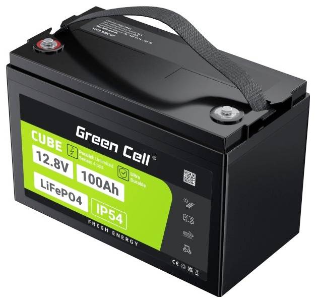 Green Cell CUBE LiFePO4 Spezial-Akku LiFePo-Block Schraubkontakt Li-Ion 12.8V 100Ah 1St.