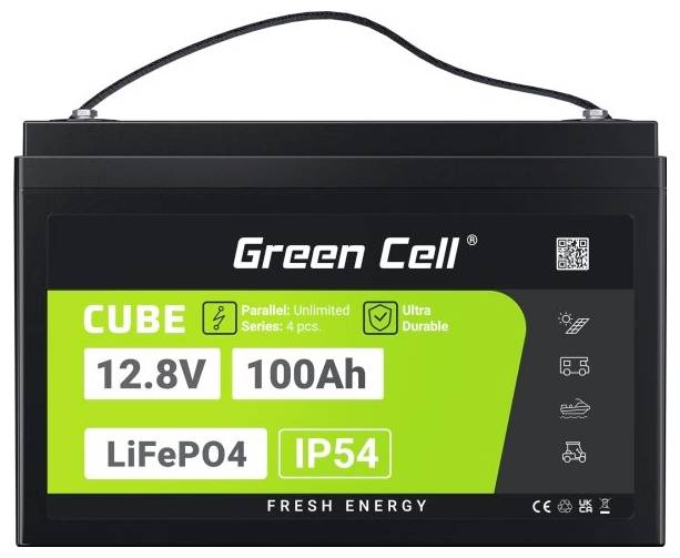Green Cell CUBE LiFePO4 Spezial-Akku LiFePo-Block Schraubkontakt Li-Ion 12.8V 100Ah 1St.