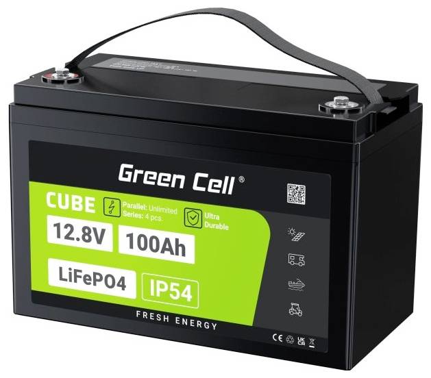 Green Cell CUBE LiFePO4 Spezial-Akku LiFePo-Block Schraubkontakt Li-Ion 12.8V 100Ah 1St.