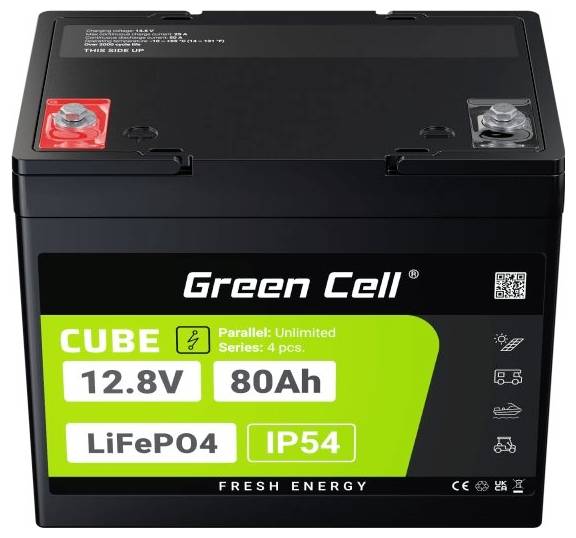 Green Cell CUBE LiFePO4 Spezial-Akku LiFePo-Block Schraubkontakt Li-Ion 12.8V 80Ah 1St.