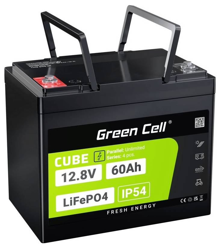Green Cell CUBE LiFePO4 Spezial-Akku LiFePo-Block Schraubkontakt Li-Ion 12.8V 60Ah 1St.