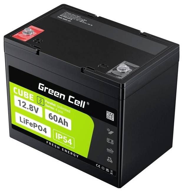 Green Cell CUBE LiFePO4 Spezial-Akku LiFePo-Block Schraubkontakt Li-Ion 12.8V 60Ah 1St.