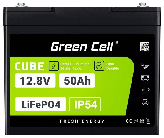 Green Cell CUBE LiFePO4 Spezial-Akku LiFePo-Block Schraubkontakt Li-Ion 12.8V 50Ah 1St.
