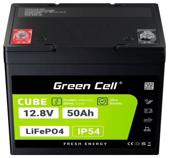Green Cell CUBE LiFePO4 Spezial-Akku LiFePo-Block Schraubkontakt Li-Ion 12.8V 50Ah 1St.