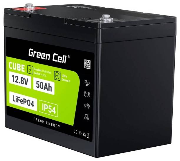 Green Cell CUBE LiFePO4 Spezial-Akku LiFePo-Block Schraubkontakt Li-Ion 12.8V 50Ah 1St.