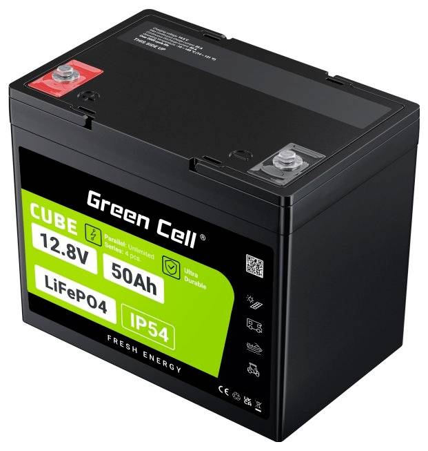 Green Cell CUBE LiFePO4 Spezial-Akku LiFePo-Block Schraubkontakt Li-Ion 12.8V 50Ah 1St.