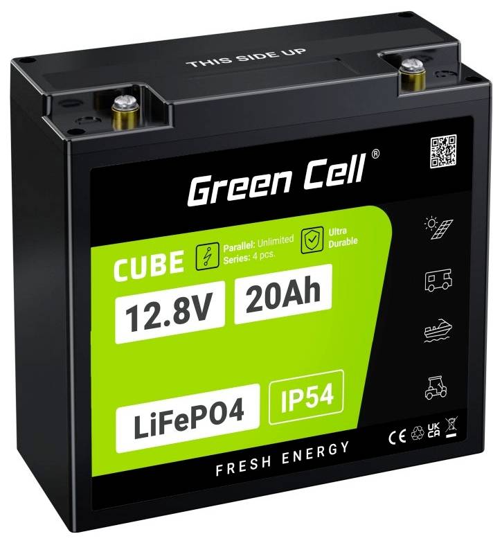 Green Cell CUBE LiFePO4 Spezial-Akku LiFePo-Block Schraubkontakt Li-Ion 12.8V 20Ah 1St.
