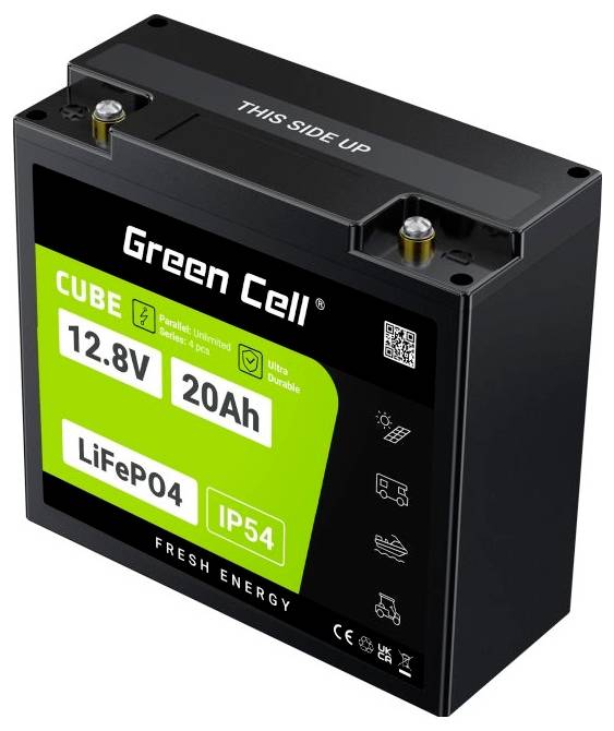 Green Cell CUBE LiFePO4 Spezial-Akku LiFePo-Block Schraubkontakt Li-Ion 12.8V 20Ah 1St.