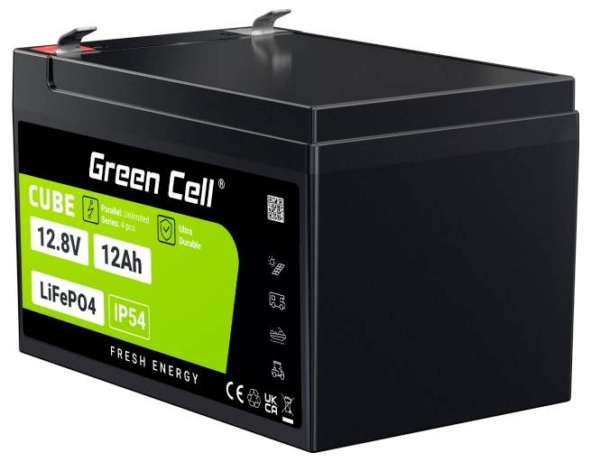 Green Cell CUBE LiFePO4 Spezial-Akku LiFePo-Block Flachstecker Li-Ion 12.8V 12Ah 1St.