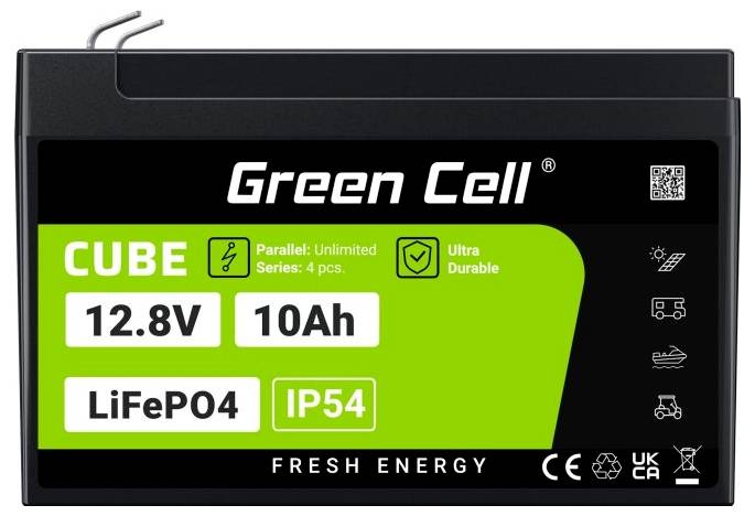 Green Cell CUBE LiFePO4 Spezial-Akku LiFePo-Block Flachstecker Li-Ion 12.8V 10Ah 1St.