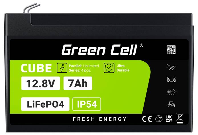 Green Cell CUBE LiFePO4 Spezial-Akku LiFePo-Block Flachstecker Li-Ion 12.8V 7Ah 1St.