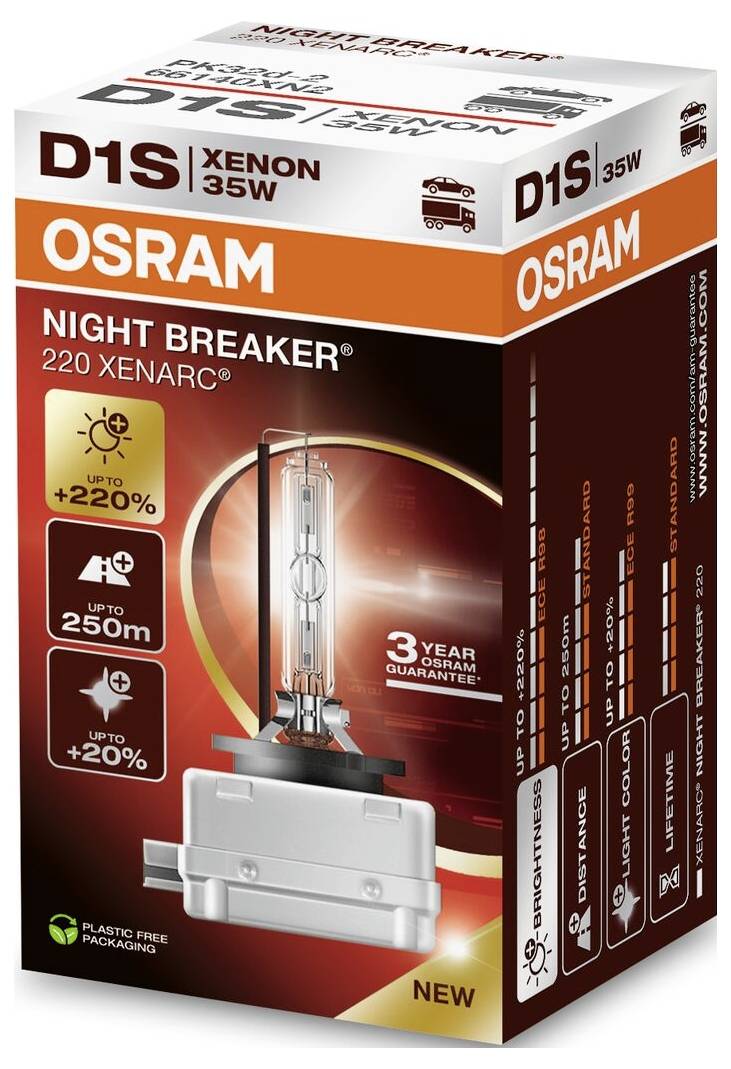Osram Automotive 66140XN2 Xenon Leuchtmittel XENARC NIGHT BREAKER® 220 D1S 35W 85V