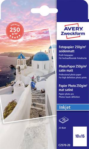 Avery-Zweckform Premium C2570-20 Fotopapier 10 x 15 cm 250 g/m² 20 Blatt Seidenmatt
