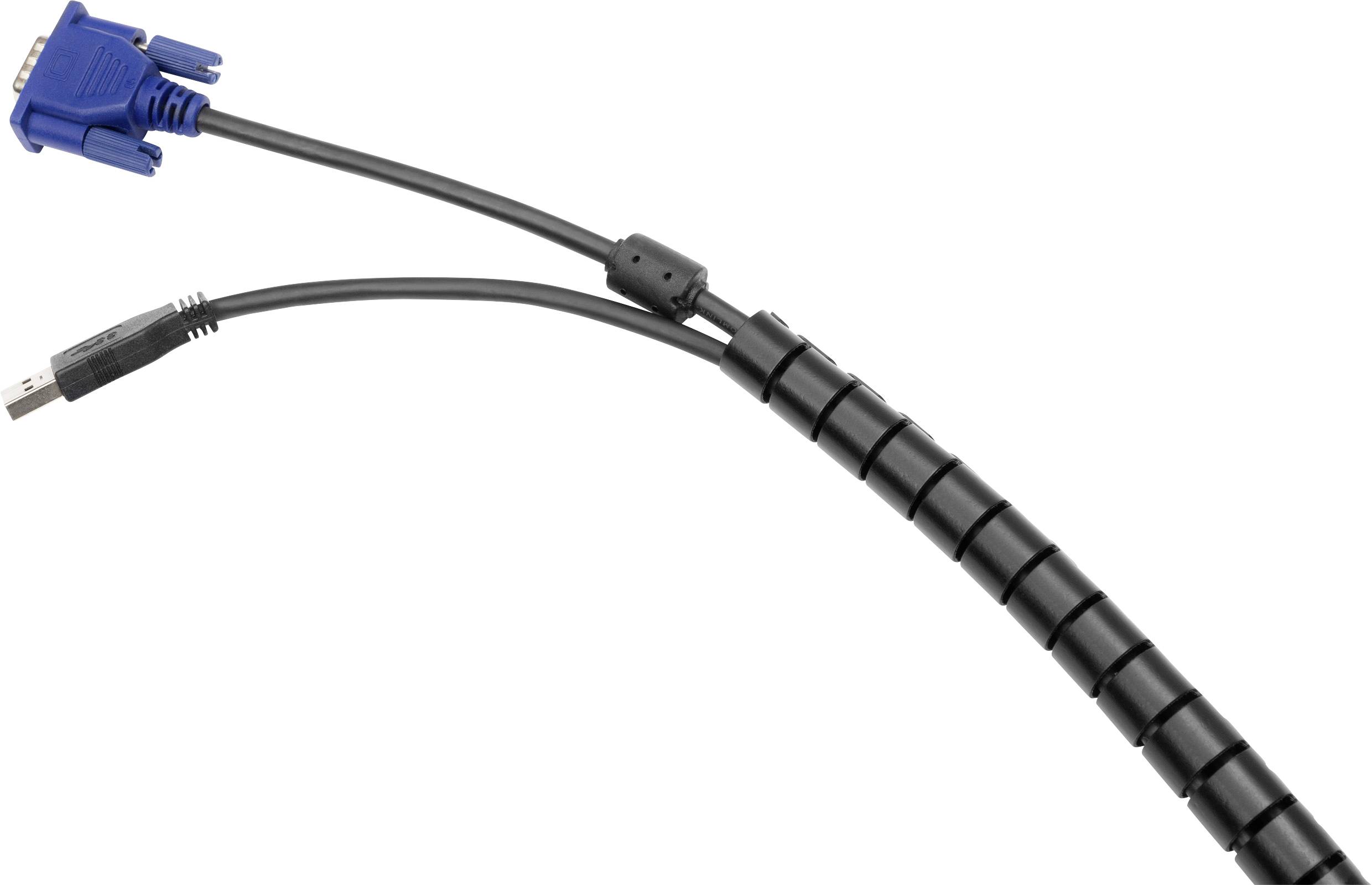 SpeaKa Professional Kabel-Bündelschlauch Polyurethan (PE) Schwarz flexibel (Ø x L) 15mm x 1m 1 St. SP-13402964