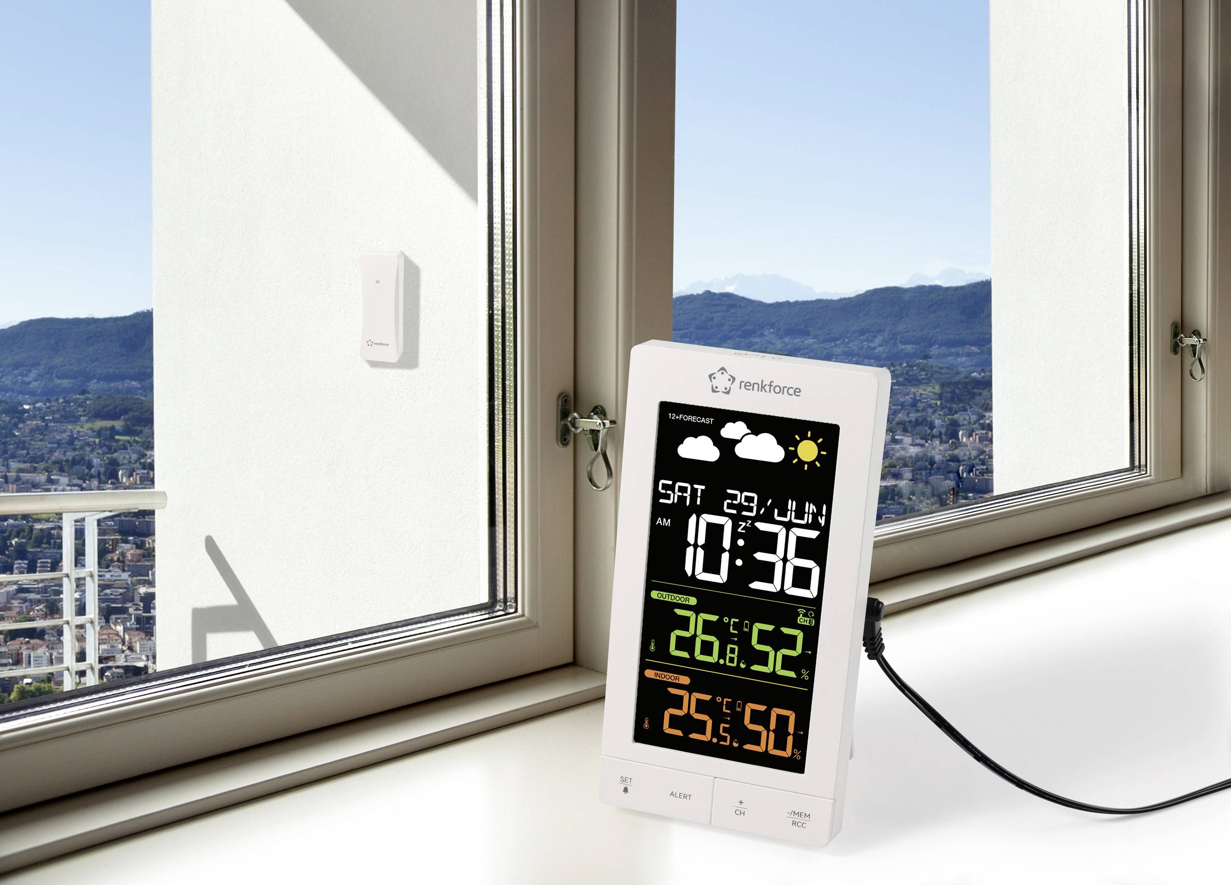 Renkforce RF-6701490 Funk-Wetterstation Vorhersage für 12 Stunden Anzahl Sensoren max. 3