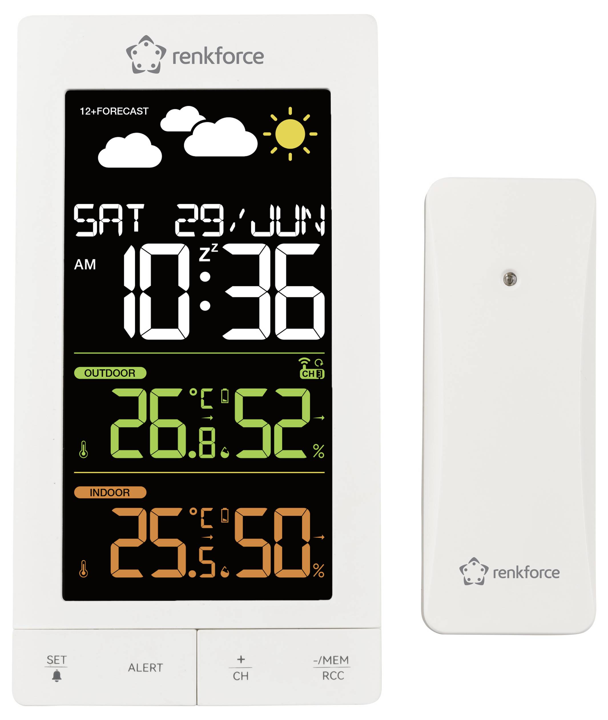 Renkforce RF-6701490 Funk-Wetterstation Vorhersage für 12 Stunden Anzahl Sensoren max. 3