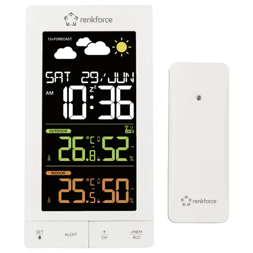 Renkforce RF-6701490 Funk-Wetterstation Vorhersage für 12 Stunden Anzahl Sensoren max. 3 Renkforce RF-6701490 Funk-Wetterstation Vorhersage für 12 Stunden Anzahl Sensoren max. 3