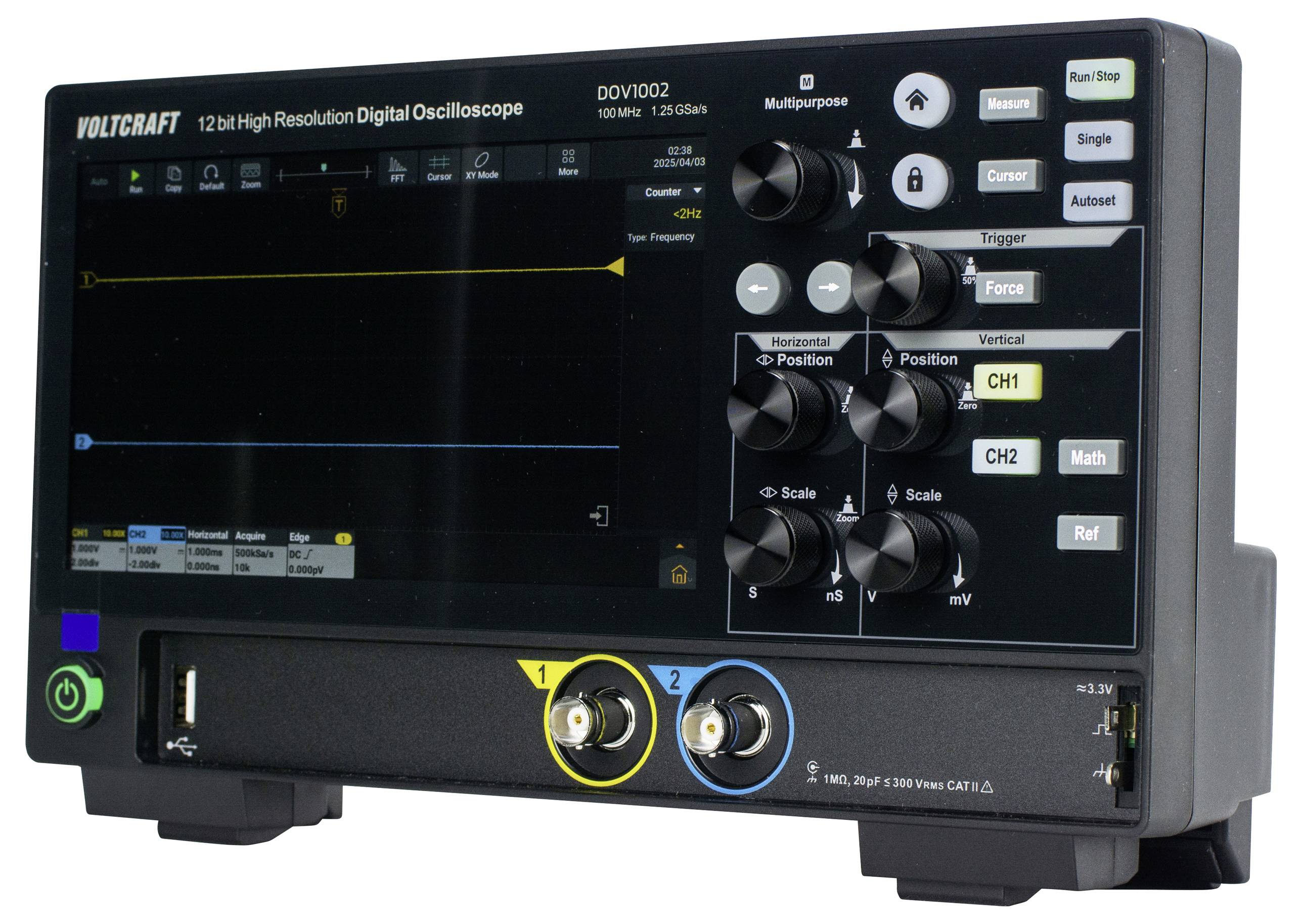 VOLTCRAFT DOV1002 Digital-Oszilloskop 100MHz 2-Kanal 1.25 GSa/s 50 Mpts 12 Bit Digital-Speicher (DSO) 1St.