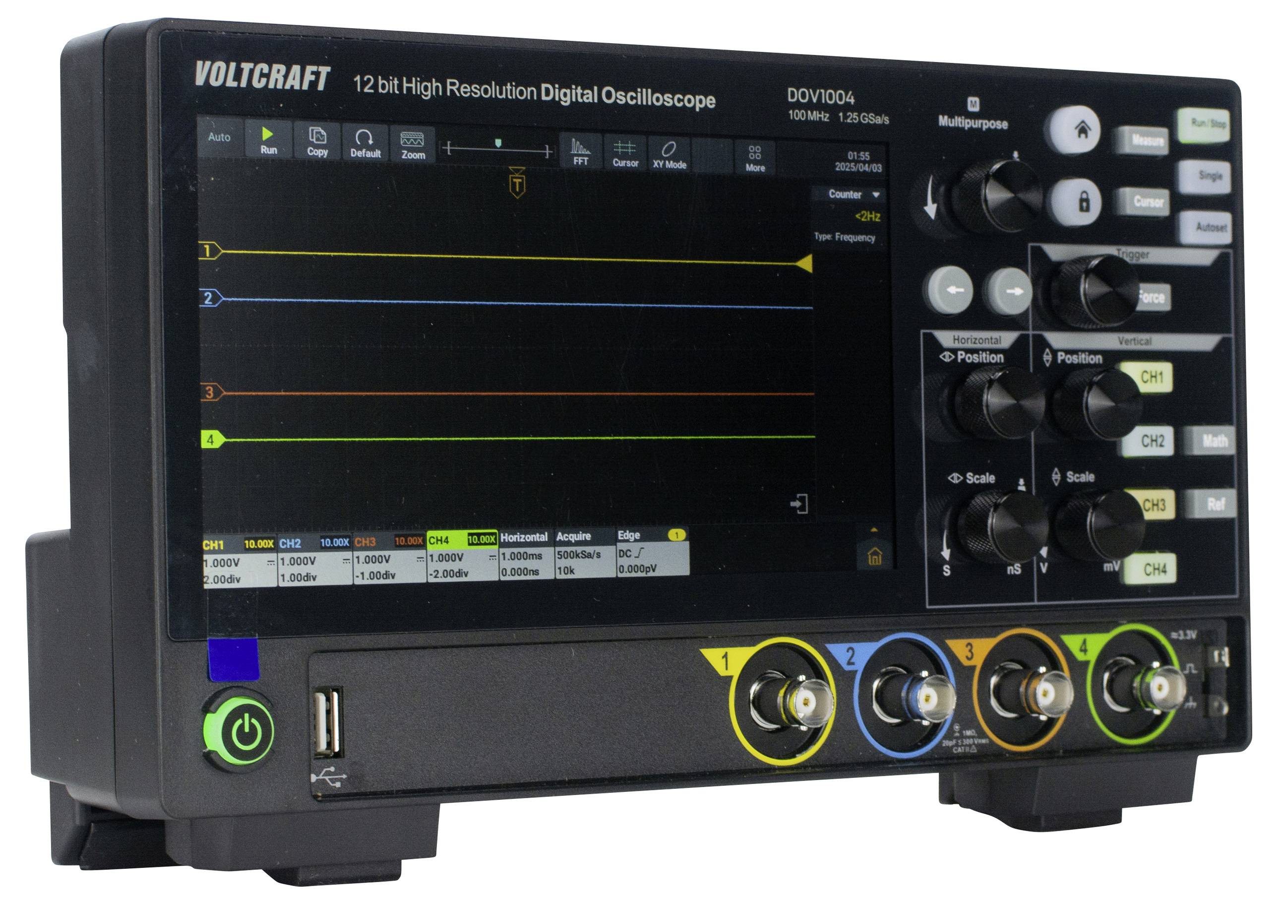 VOLTCRAFT DOV1004 Digital-Oszilloskop 100MHz 4-Kanal 1.25 GSa/s 50 Mpts 12 Bit Digital-Speicher (DSO) 1St.
