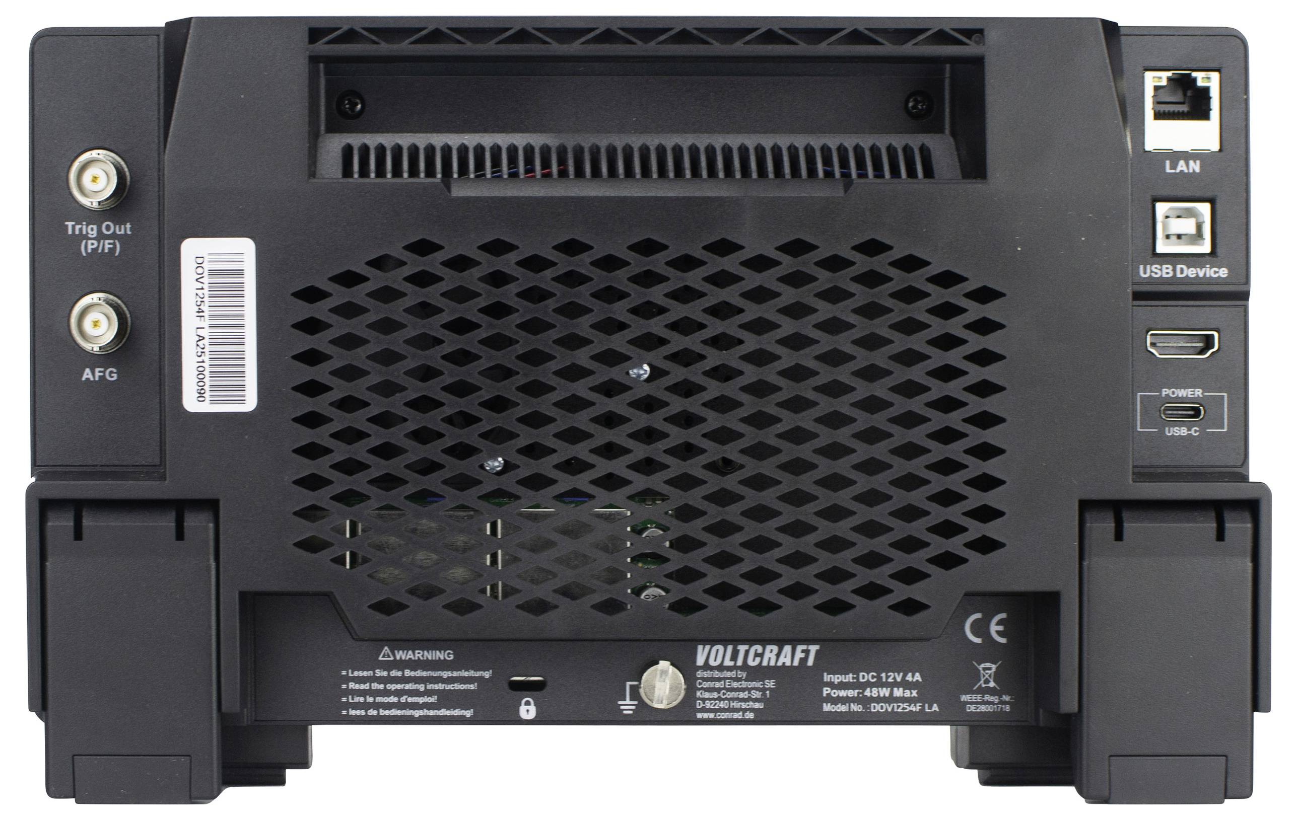 VOLTCRAFT DOV1254F LA Digital-Oszilloskop 125MHz 4-Kanal 1.25 GSa/s 100 Mpts 12 Bit Digital-Speicher (DSO), Funktionsgenerator