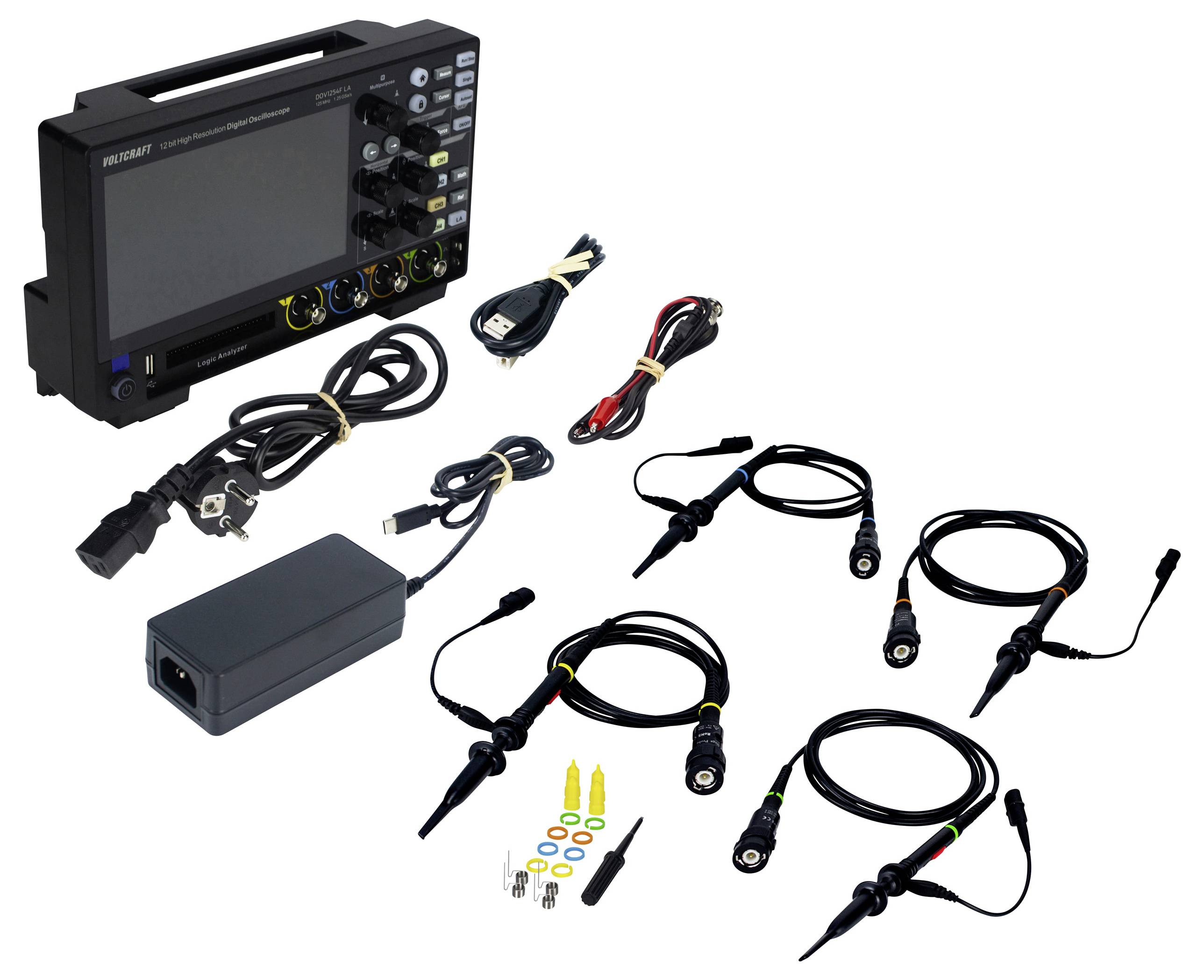 VOLTCRAFT DOV1254F LA Digital-Oszilloskop 125MHz 4-Kanal 1.25 GSa/s 100 Mpts 12 Bit Digital-Speicher (DSO), Funktionsgenerator
