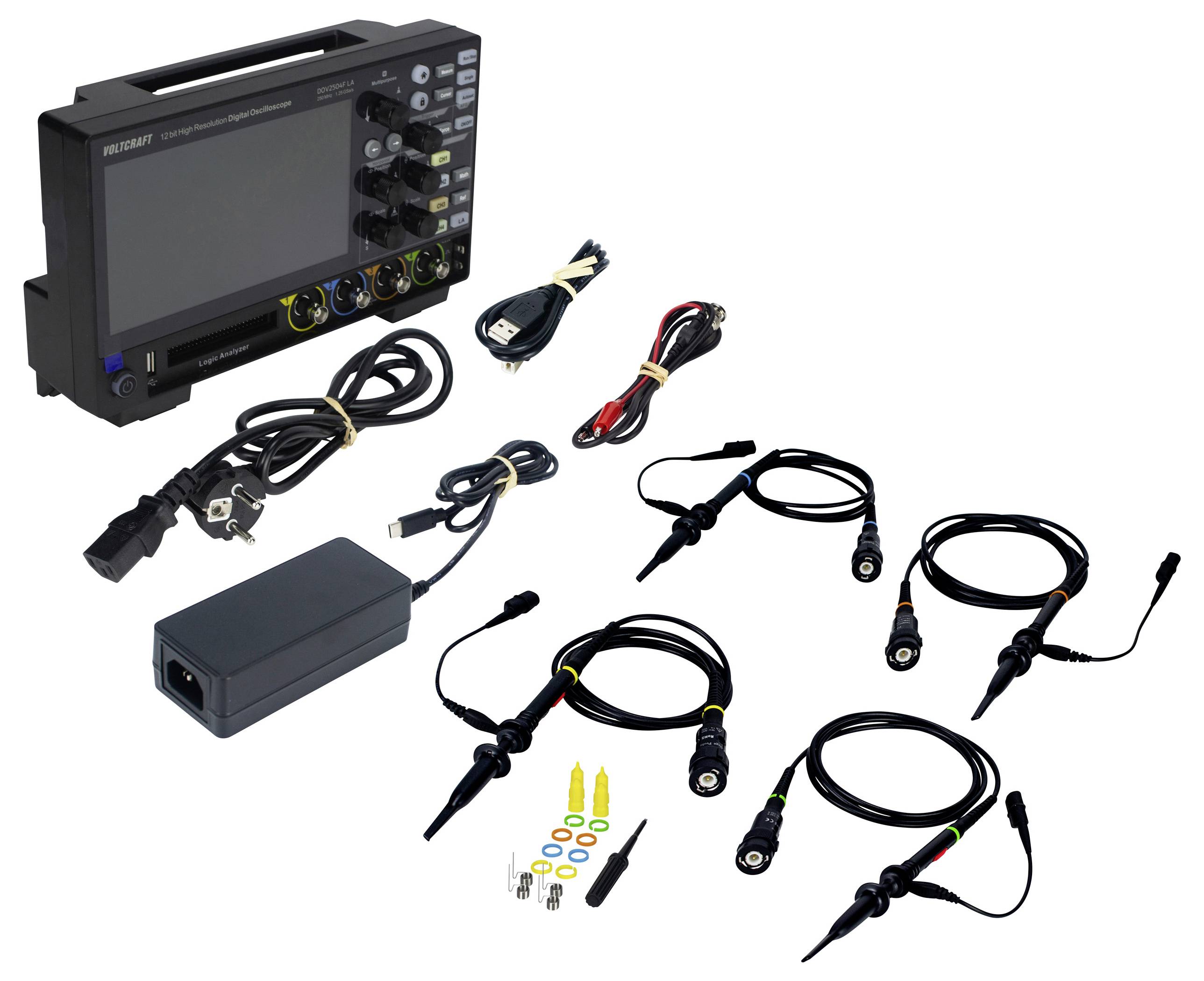 VOLTCRAFT DOV2504F LA Digital-Oszilloskop 250MHz 4-Kanal 1.25 GSa/s 100 Mpts 12 Bit Digital-Speicher (DSO), Funktionsgenerator