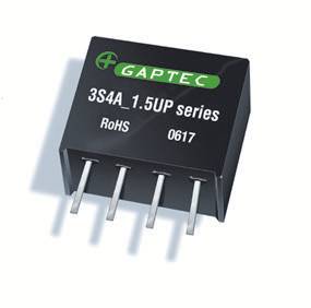 'GAPTEC 3S4A 1.5UP series' ist ein elektronisches Bauteil mit vier langen Metallpins unten, dunkelgraues Gehäuse mit weißer Schrift.