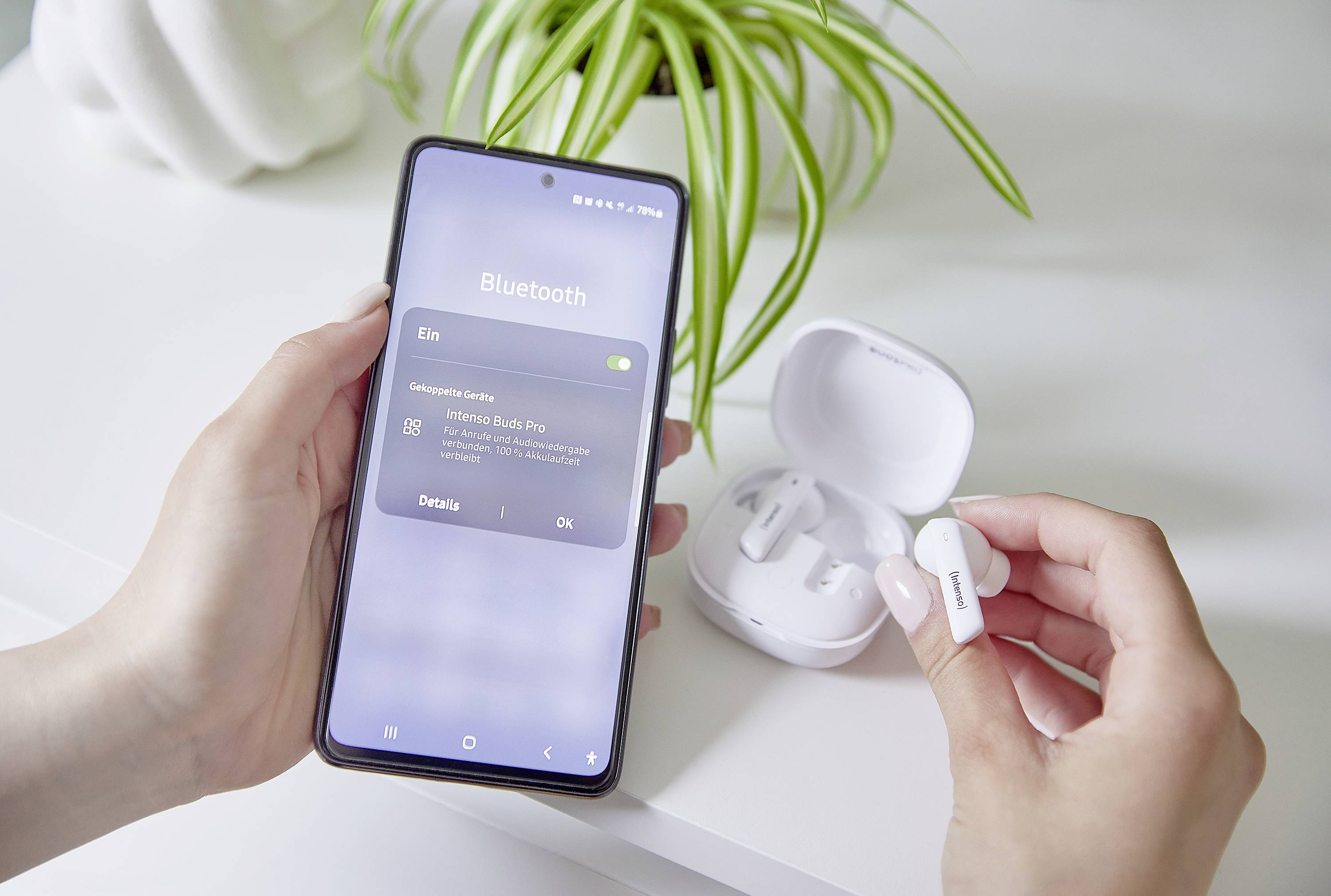 Intenso Buds Pro T502HAE weiß In Ear Kopfhörer Bluetooth® Weiß Noise Cancelling Wasserabweisend Handy