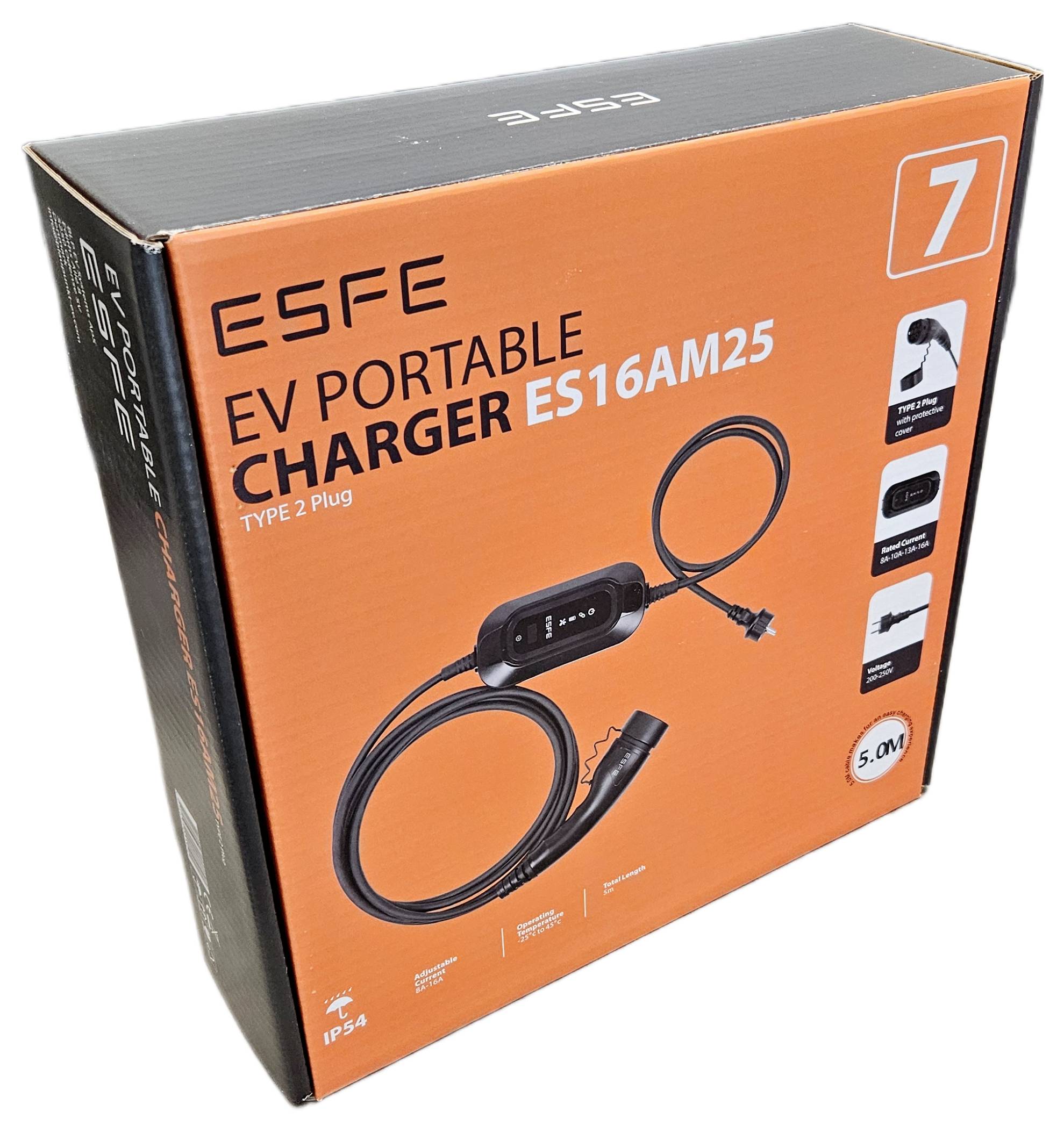 ESFE ES16AM25 Mobile Elektro-Auto Ladestation Typ 2 16A 3.7kW