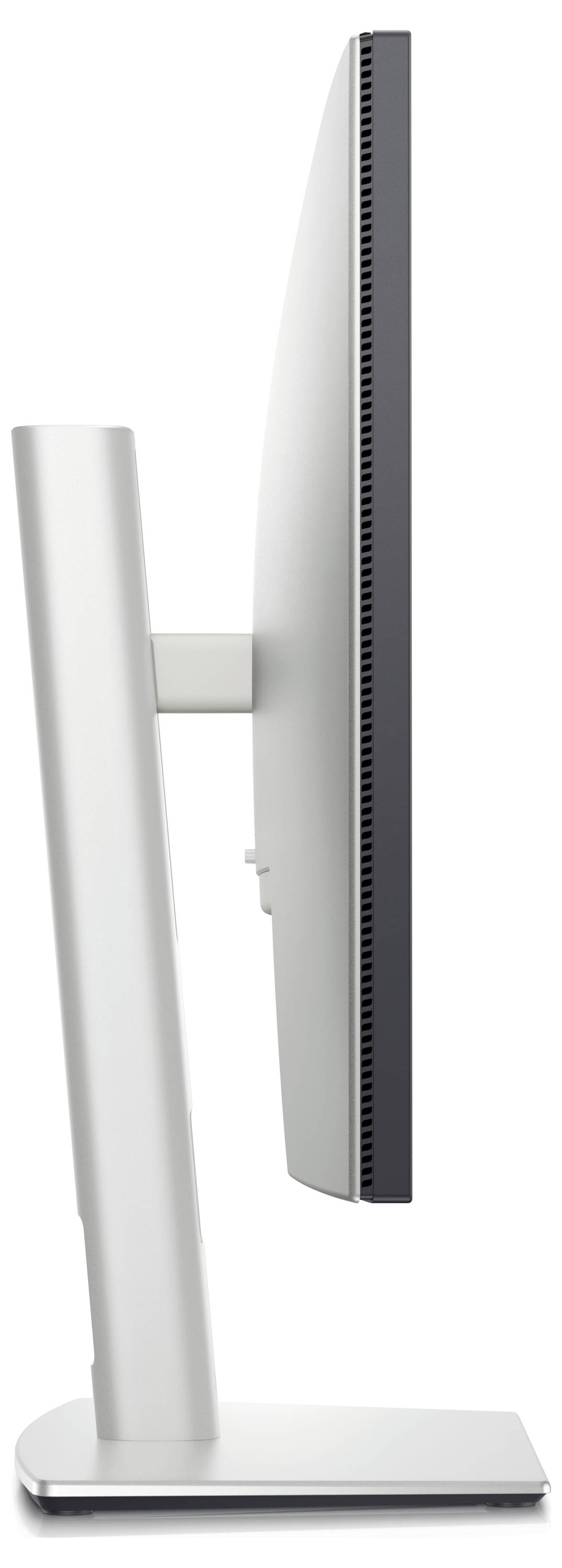 Seitenansicht eines modernen Computermonitors mit schmalem Rahmen auf einem verstellbaren Standfuß.