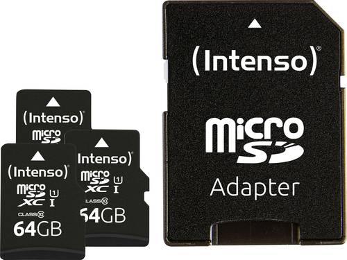Intenso Premium 3er Pack (3 x 64 GB) microSDXC-Karte 64 GB Class 10 UHS-I inkl. SD-Adapter
