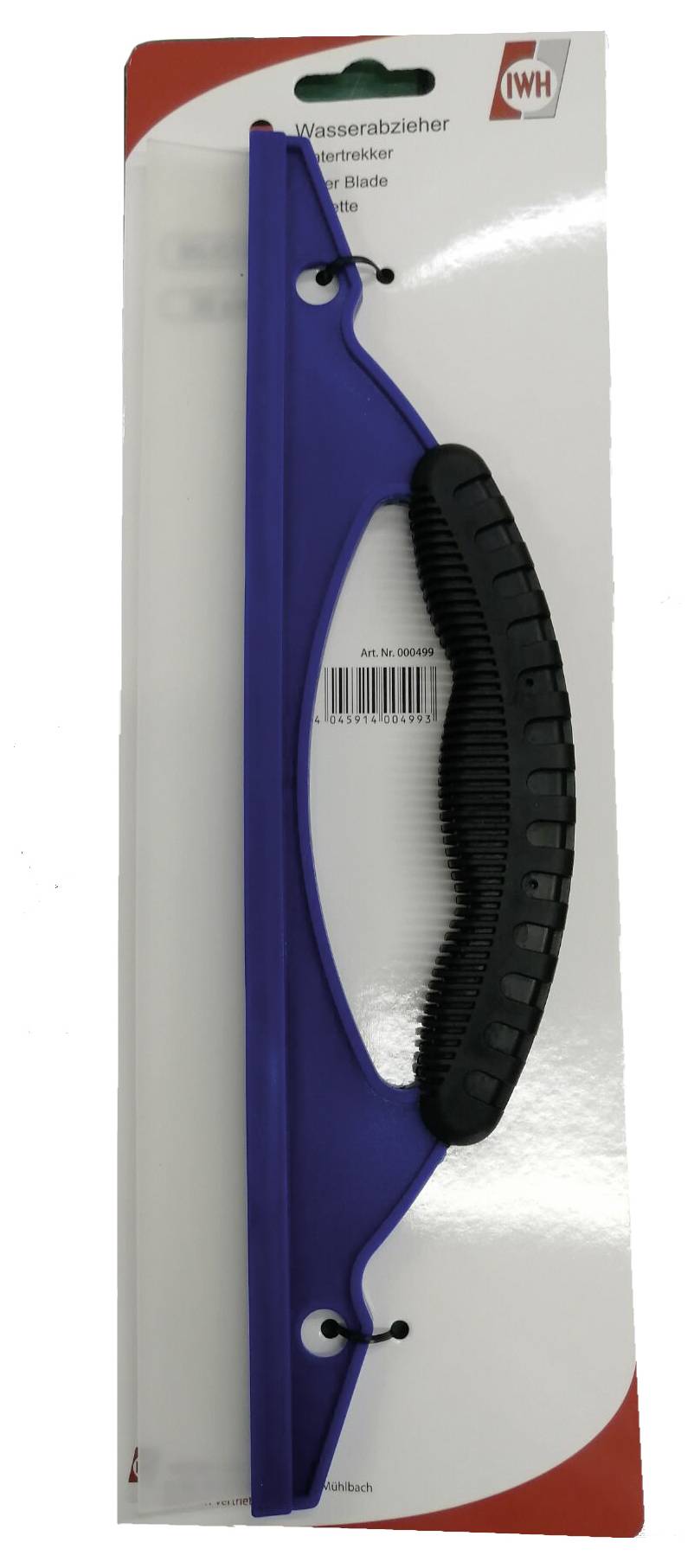 Wasserabzieher mit schwarzem Griff auf rotem Karton verpackt. Das TWH-Logo ist oben rechts zu sehen.