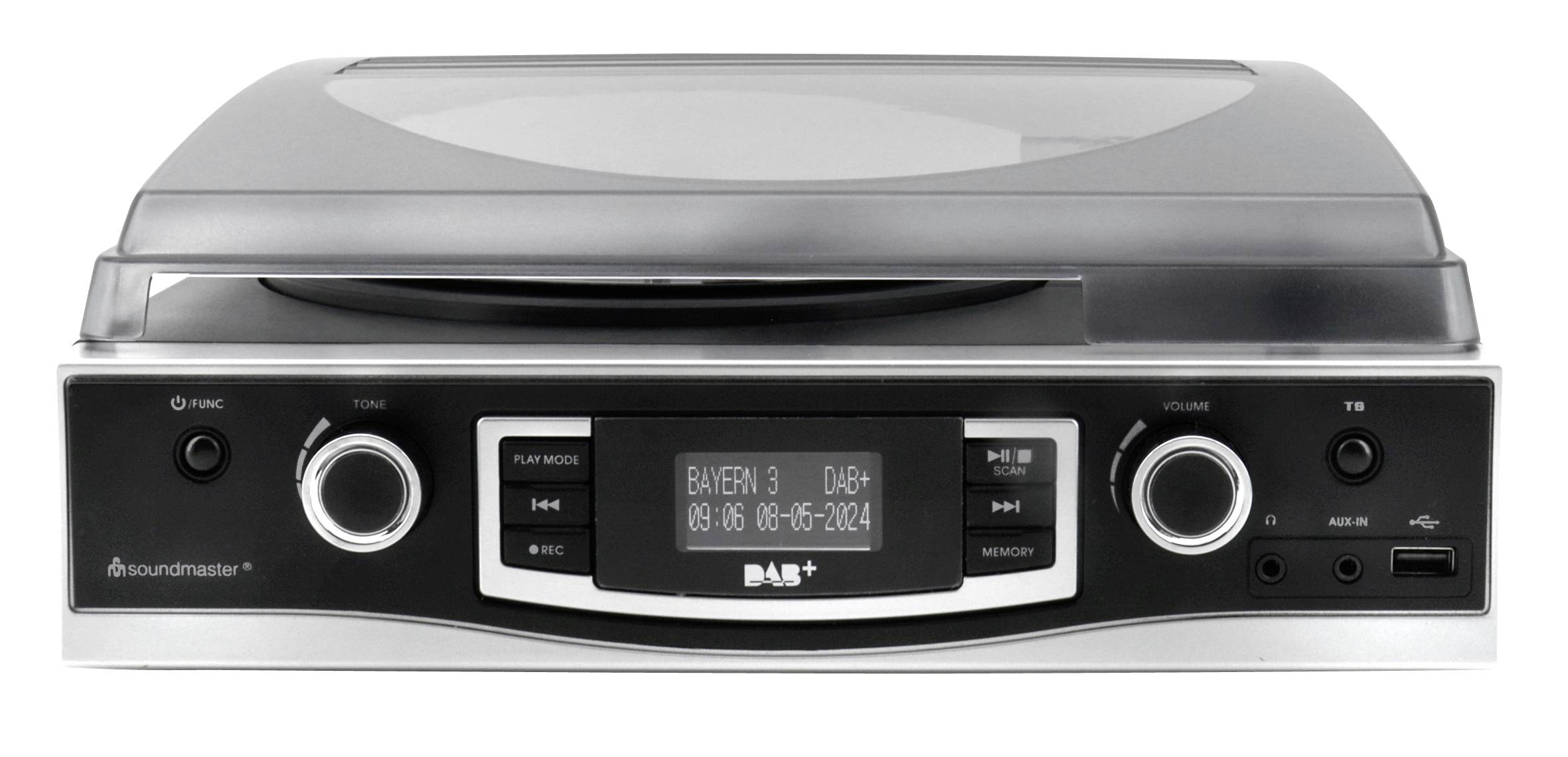 Soundmaster PL590SW Stereoanlage Plattenspieler, DAB+, UKW, AUX, USB, Aufnahmefunktion Schwarz