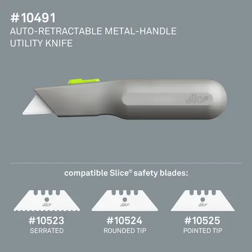 Slice 10491 Cuttermesser mit Metallgriff und Klingenrückzug 1St. Slice 10491 Cuttermesser mit Metallgriff und Klingenrückzug 1St.