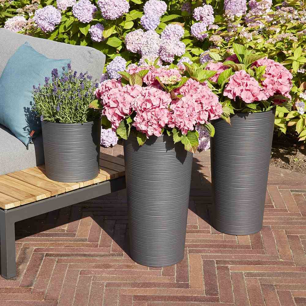 Siena Garden LOCON GROOVE 722_50Pflanzgefäß Polypropylen Anthrazit