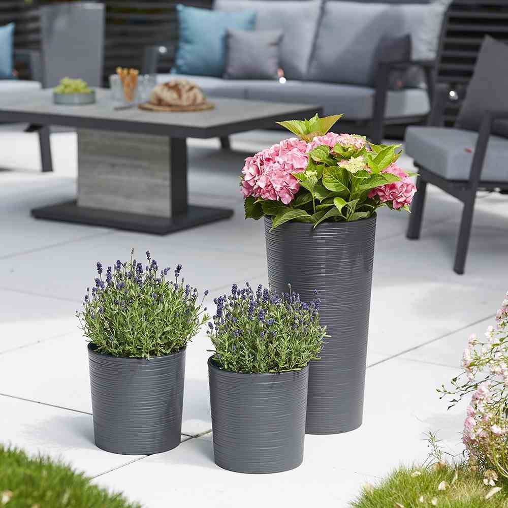 Siena Garden LOCON GROOVE 722_50Pflanzgefäß Polypropylen Anthrazit