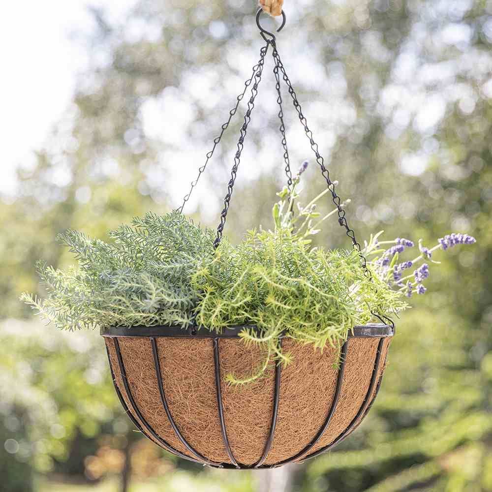 Siena Garden Wrought J58085 Hängeampel Stahl, Kokos Schwarz, Natur