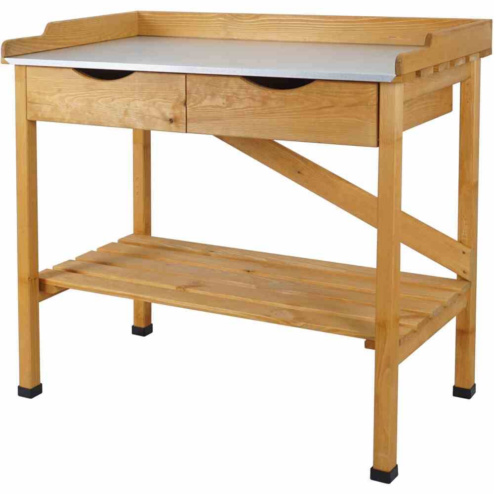 Siena Garden Paola 7528 Gartentisch Kiefernholz, Stahlblech Natur, Silber, Schwarz