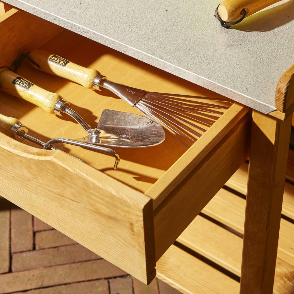 Siena Garden Paola 7528 Gartentisch Kiefernholz, Stahlblech Natur, Silber, Schwarz